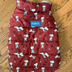 Peanuts Snoopy Dog Jacket - Red Puffer Coat - Size M